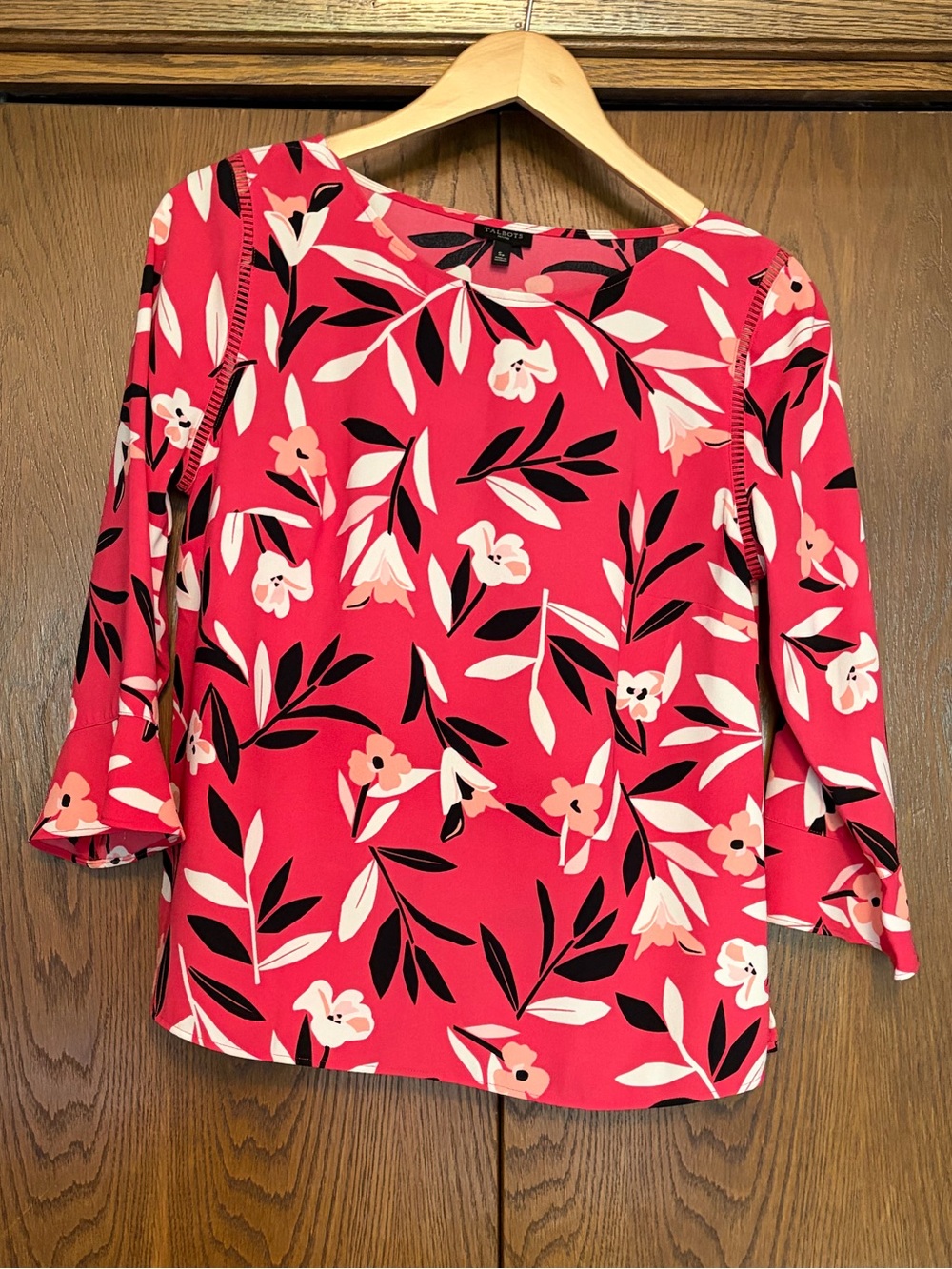 {Talbots} EUC! Pink Floral 3/4-Sleeve Blouse